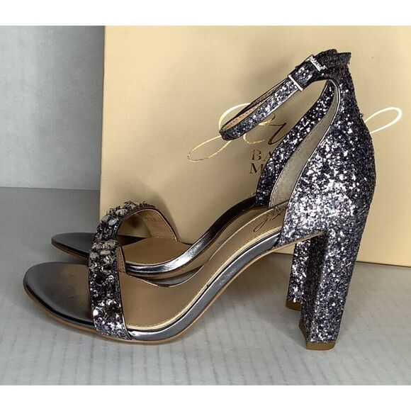 Jewel Badgley Mischka Cleo Women's 8M smoke glitter heels - New - Picture 2 of 8